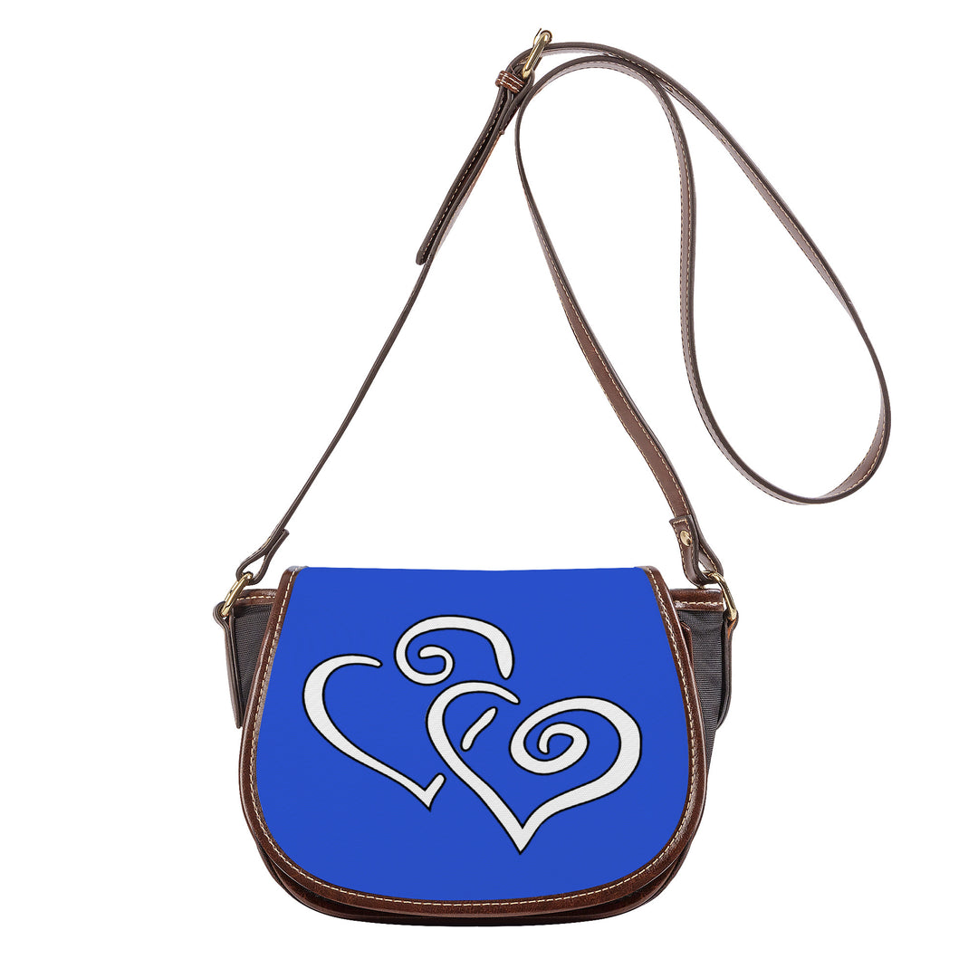 Ti Amo I love you - Exclusive Brand - Enchanting Sapphire  - Double White Heart - Saddle Bag