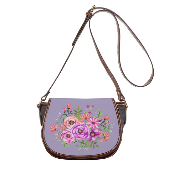 Ti Amo I love you - Exclusive Brand - Purple Heather - Floral Bouquet -  Saddle Bag