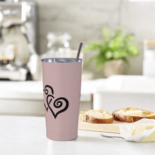 Load image into Gallery viewer, Ti Amo I love you - Exclusive Brand - Thatch - Double Black Heart - 20oz Stainless Steel Straw Lid Cup
