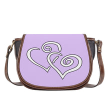 Load image into Gallery viewer, Ti Amo I love you - Exclusive Brand - Light Dusty Lavender - Double White Heart - Saddle Bag
