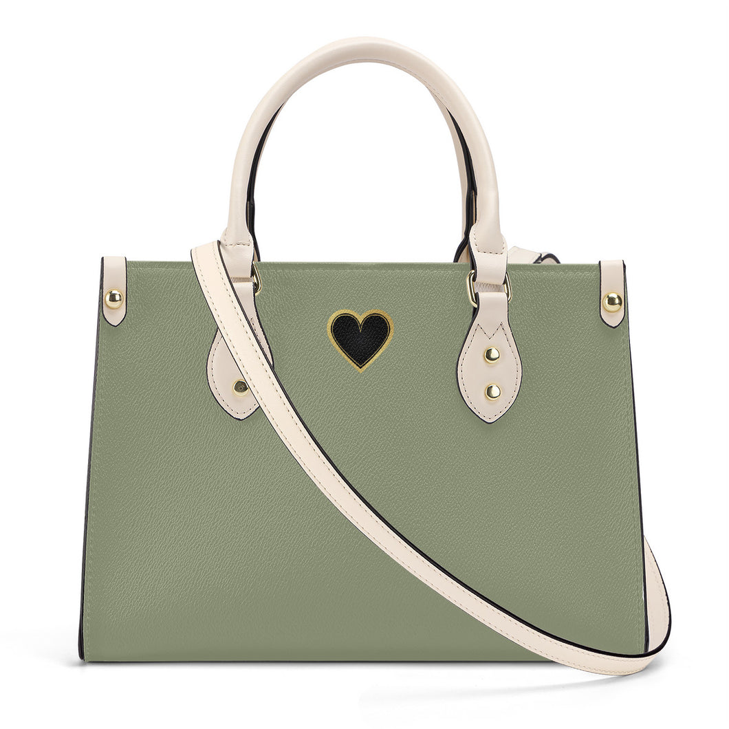 Ti Amo I love you - Exclusive Brand - Sage - Luxury Womens PU Tote Bag - Cream Straps