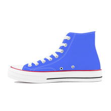 Load image into Gallery viewer, Ti Amo I love you - Exclusive Brand - Neon Blue- White Daisy - High Top Canvas Shoes - White  Soles
