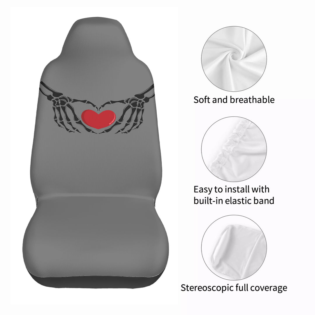 Ti Amo I love you - Exclusive Brand - Dove Gray - Skeleton Hands with Hearts  - New Car Seat Covers (Double)