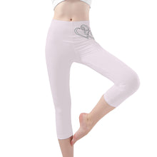 Load image into Gallery viewer, Ti Amo I love you - Exclusive Brand - Prim - Double White Heart - Womens / Teen Girls / Womens Plus Size - Capri Yoga Leggings - Sizes XS-3XL
