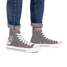 Load image into Gallery viewer, Ti Amo I love you - Exclusive Brand - Dove Gray - White Daisy - High Top Canvas Shoes - White  Soles
