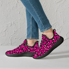 Load image into Gallery viewer, Ti Amo I love you - Exclusive Brand - Hollywood Cerise Leopard - Womens Mesh Knit Sneakers - Black Soles
