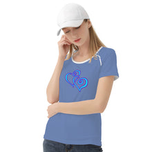 Load image into Gallery viewer, Ti Amo I love you - Exclusive Brand - Wild Blue Yonder 2- Double Cyan Heart - Women&#39;s T shirt
