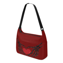 Load image into Gallery viewer, Ti Amo I love you - Exclusive Brand - Dark Burgundy - Skeleton Heart Hands  -  Journey Computer Shoulder Bag
