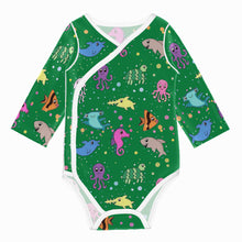 Load image into Gallery viewer, Ti Amo I love you - Exclusive Brand - Fun Green - Sea Creatures -  Baby Long-Sleeve Bodysuit
