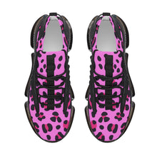 Load image into Gallery viewer, Ti Amo I love you - Exclusive Brand - Womens - Persian Pink with Cerise Leopard Spots -  Air Max React Sneakers - Black Soles
