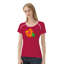 Load image into Gallery viewer, Ti Amo I love you - Exclusive Brand - Cardinal - Hawaiian Flower - Women&#39;s T shirt - Sizes XS-2XL
