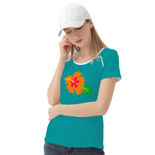 Load image into Gallery viewer, Ti Amo I love you - Exclusive Brand - Persian Green - Hawaiian Flower - Women&#39;s T shirt
