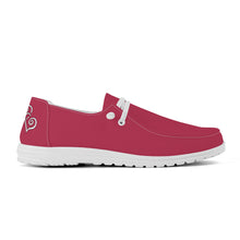 Load image into Gallery viewer, Ti Amo I love you - Exclusive Brand - Viva Magenta - Double White Heart - Canvas Loafers Slip On
