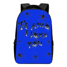 Load image into Gallery viewer, Ti Amo I love you - Exclusive Brand  - Blue Blue Eyes - Lots of Spiders -  Laptop Backpack
