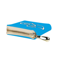 Load image into Gallery viewer, Ti Amo I love you - Exclusive Brand - Cerulean - Double White Heart - PU Leather - Zipper Card Holder
