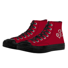 Load image into Gallery viewer, Ti Amo I love you - Christmas Candy - Double White Heart - High Top Canvas Shoes - Black  Soles
