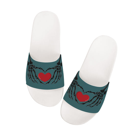 Ti Amo I love you - Exclusive Brand - William - Skeleton Hands with Heart -  Slide Sandals - White Soles