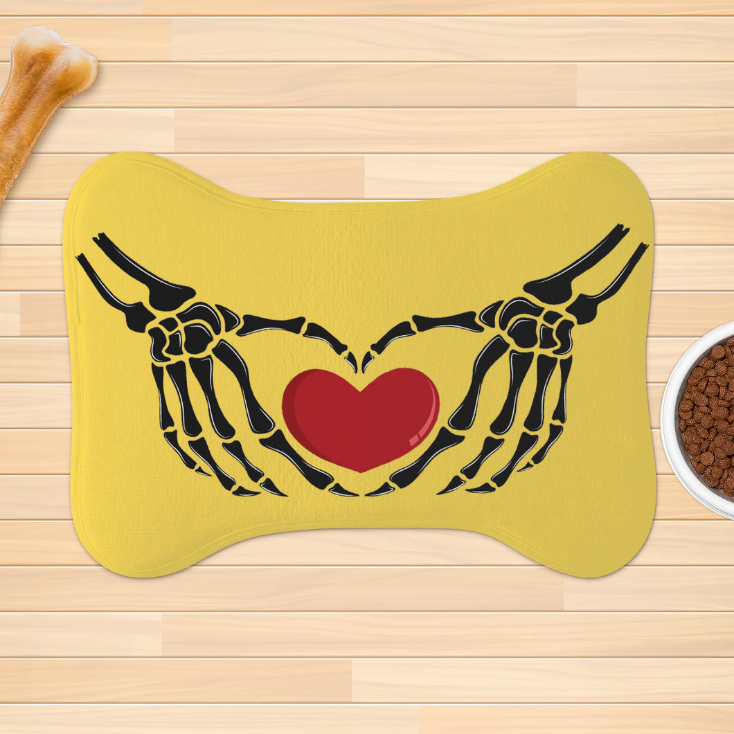 Ti Amo I love you - Exclusive Brand - Mustard Yellow - Skeleton Hands with Heart  - Big Paws Pet Rug