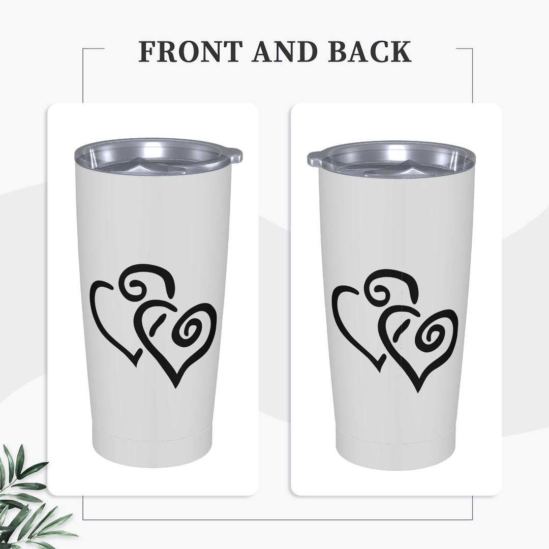 Ti Amo I love you - Exclusive Brand - Alto Gray - Double Black Heart - 20oz Stainless Steel Straw Lid Cup