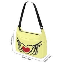 Load image into Gallery viewer, Ti Amo I love you - Exclusive Brand - Crayola Lemon Yellow - Skeleton Heart Hands  -  Journey Computer Shoulder Bag
