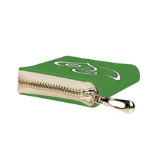 Load image into Gallery viewer, Ti Amo I love you - Exclusive Brand - May Green - Double White Heart - PU Leather - Zipper Card Holder
