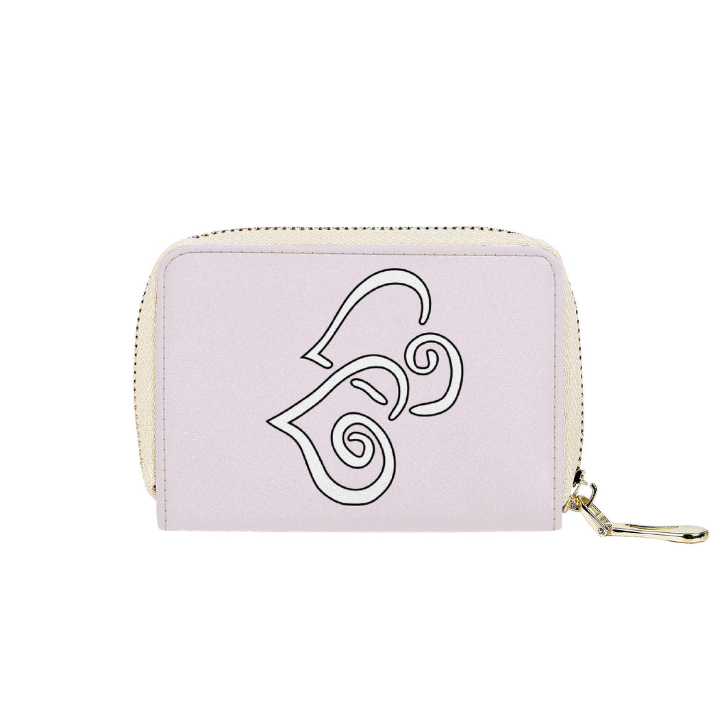 Ti Amo I love you - Exclusive Brand - Prim - Double White Heart - PU Leather - Zipper Card Holder