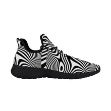 Load image into Gallery viewer, Ti Amo I love you - Exclusive Brand -  Black &amp; White Wavy Lines- Lightweight Mesh Knit Sneakers - Black Soles
