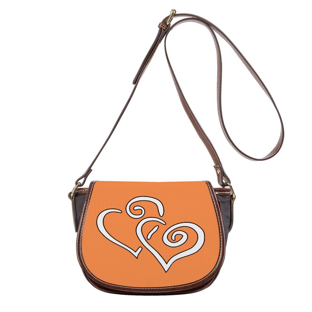 Ti Amo I love you - Exclusive Brand - Coral - Double White Heart - Saddle Bag
