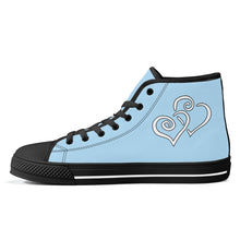 Load image into Gallery viewer, Ti Amo I love you - Exclusive Brand - Regent St Blue - Double White Heart High-Top Canvas Shoes - Black Soles
