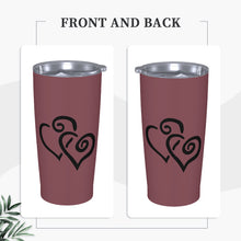 Load image into Gallery viewer, Ti Amo I love you - Exclusive Brand - Loganberry - Double Black Heart - 20oz Stainless Steel Straw Lid Cup
