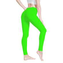 Load image into Gallery viewer, Ti Amo I love you - Exclusive Brand - Florescent Green  - Double White Heart - Womens / Teen Girls  / Womens Plus Size  - Yoga Leggings - Sizes XS-3XL
