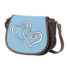 Load image into Gallery viewer, Ti Amo I love you - Exclusive Brand - Jeans Blue - Double White Heart - Saddle Bag
