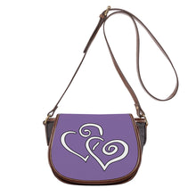 Load image into Gallery viewer, Ti Amo I love you - Exclusive Brand - Faded Purple 2 - Double White Heart - Saddle Bag
