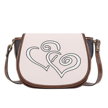 Load image into Gallery viewer, Ti Amo I love you - Exclusive Brand - Forget Me Not - Double White Heart - Saddle Bag
