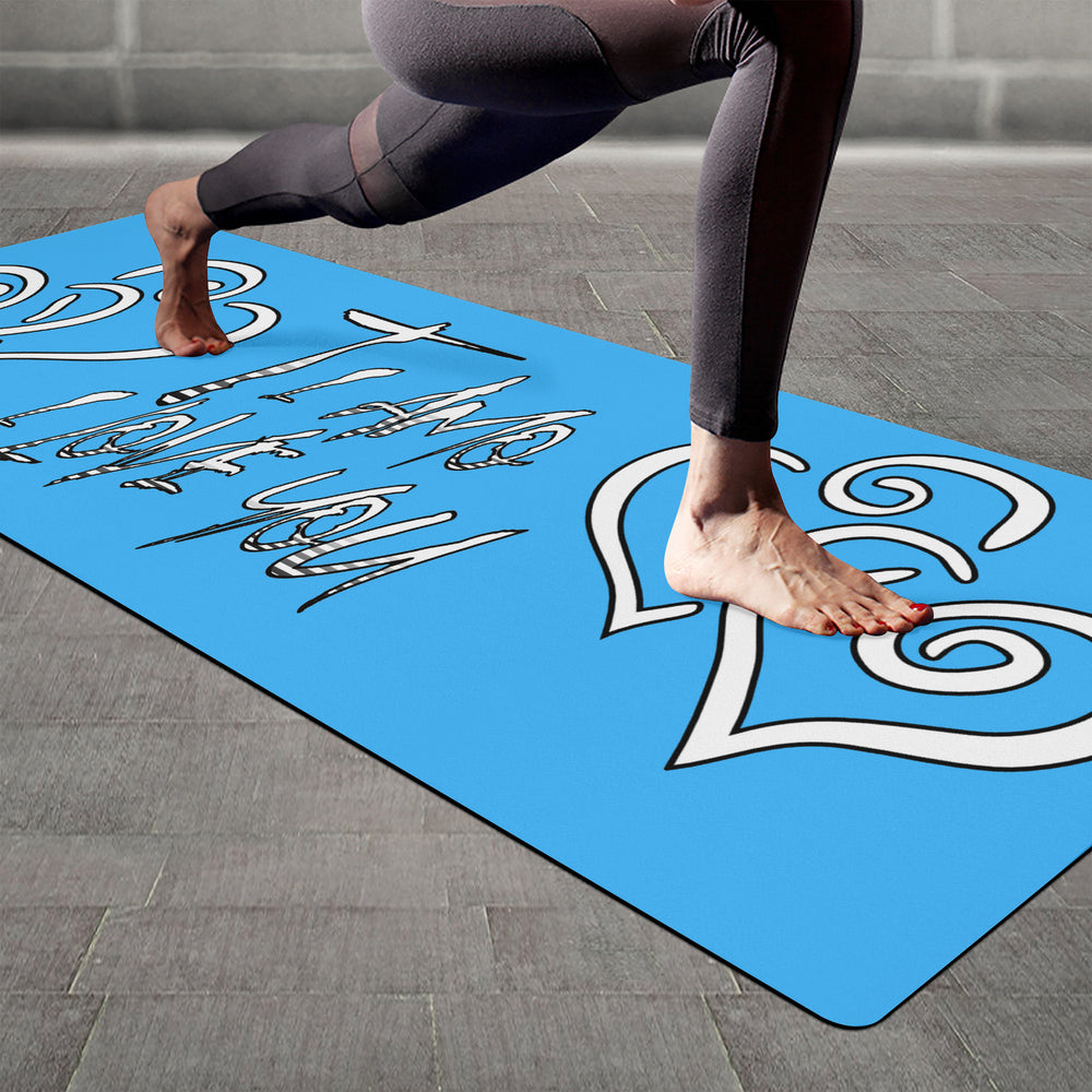 Ti Amo I love you - Exclusive Brand - Medium Cyan Blue - Yoga Mat
