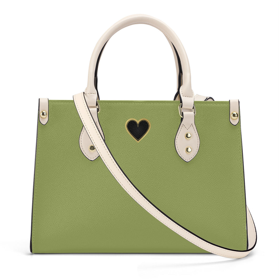 Ti Amo I love you - Exclusive Brand - Green Smoke - Luxury Womens PU Tote Bag - Cream Straps