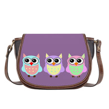 Load image into Gallery viewer, Ti Amo I love you - Exclusive Brand - Dark Lilac - 3 Owls -  Saddle Bag
