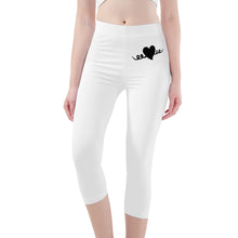 Load image into Gallery viewer, Ti Amo I love you -Exclusive Brand - White - Black Heart - Womens / Teen Girls / Womens Plus Size - Capri Yoga Leggings - Sizes XS-3XL
