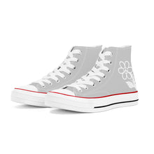 Load image into Gallery viewer, Ti Amo I love you - Exclusive Brand - Silver - White Daisy - High Top Canvas Shoes - White  Soles
