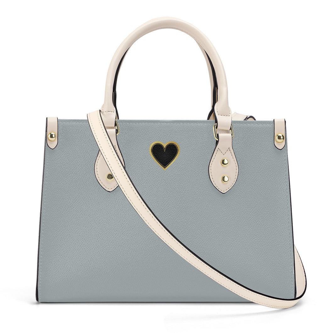 Ti Amo I love you - Exclusive Brand - Ash Grey - Luxury Women PU Tote Bag - Cream Straps