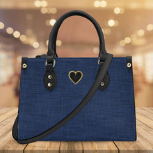 Load image into Gallery viewer, Ti Amo I love you - Exclusive Brand - Dark Blue Denim - Luxury Womens PU Tote Bag - Black Straps
