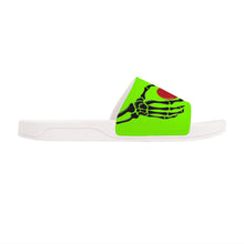 Load image into Gallery viewer, Ti Amo I love you - Exclusive Brand - Chartreuse - Skeleton Hands with Heart -  Slide Sandals - White Soles
