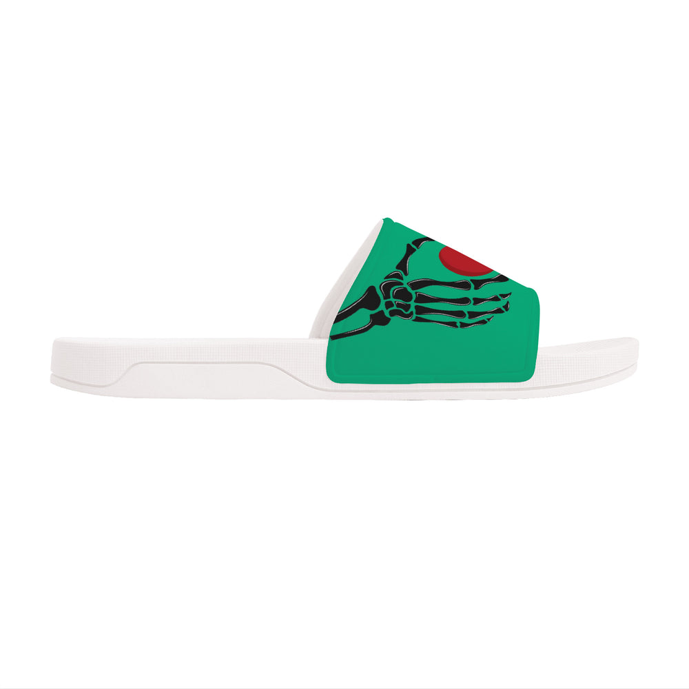 Ti Amo I love you - Exclusive Brand - Drake's Neck Green - Skeleton Hands with Heart -  Slide Sandals - White Soles