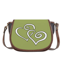 Load image into Gallery viewer, Ti Amo I love you - Exclusive Brand - Green Smoke - Double White Heart - Saddle Bag
