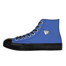 Load image into Gallery viewer, Ti Amo I love you - Exclusive Brand - San Marino Blue - Paper Airplane - High Top Canvas Shoes - Black Soles
