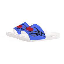 Load image into Gallery viewer, Ti Amo I love you - Exclusive Brand - Neon Blue - Skeleton Hands with Heart -  Slide Sandals - White Soles
