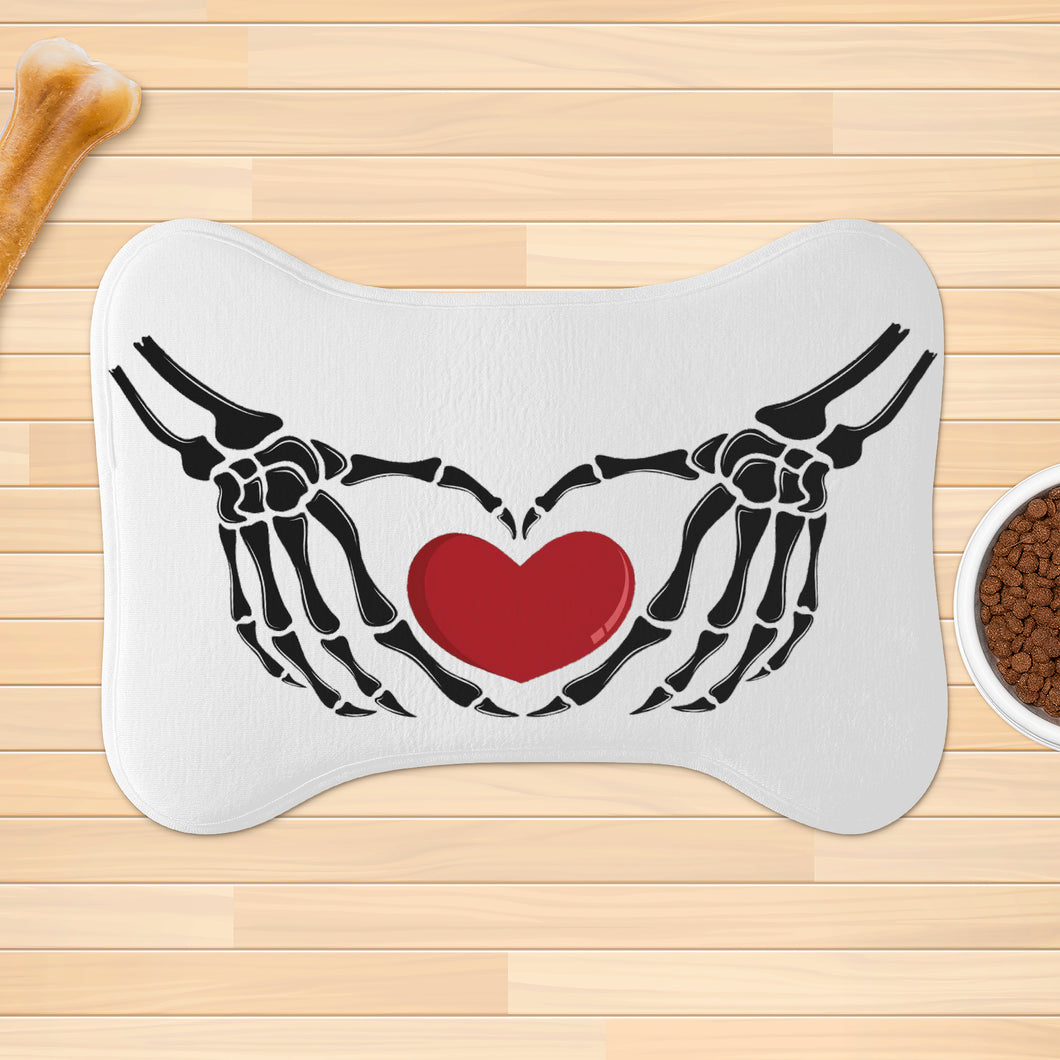 Ti Amo I love you - Exclusive Brand  - White - Skeleton Hands with Heart  - Big Paws Pet Rug