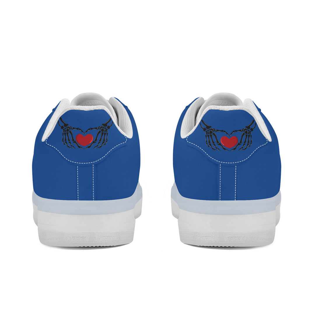 Ti Amo I love you - Exclusive Brand - Yale Blue - Skelton Hands with Heart - Transparent Low Top Air Force Leather Shoes