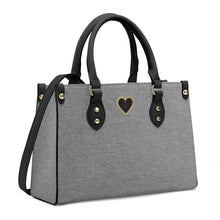 Load image into Gallery viewer, Ti Amo I love you - Exclusive Brand - Gray Denim - Luxury Womens PU Tote Bag - Black Straps
