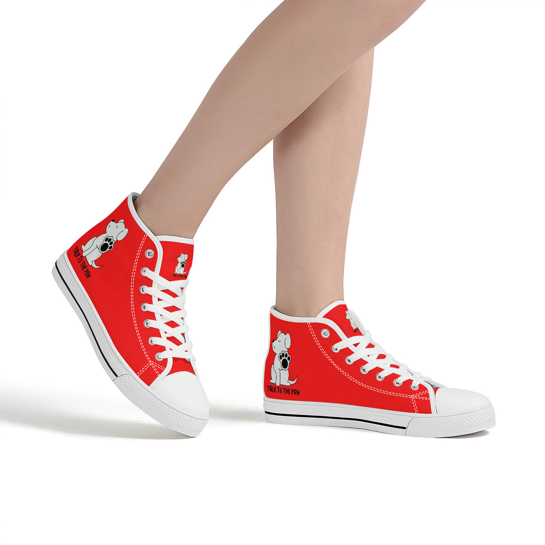 Ti Amo I love you  - Exclusive Brand - Red - TALK TO THE PAW -  High-Top Canvas Shoes - White Soles